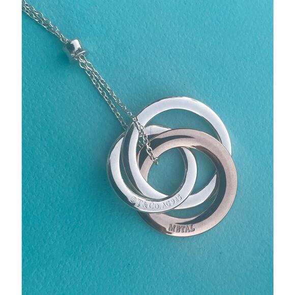 Tiffany & Co. Rubedo Metal Silver Interlocking 1837 Circle Chain Necklace - Picture 4 of 13